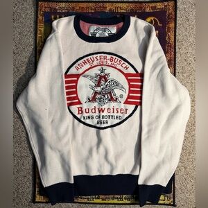 Vintage 90s Budweiser White and Black Men's Sweater St.Louis